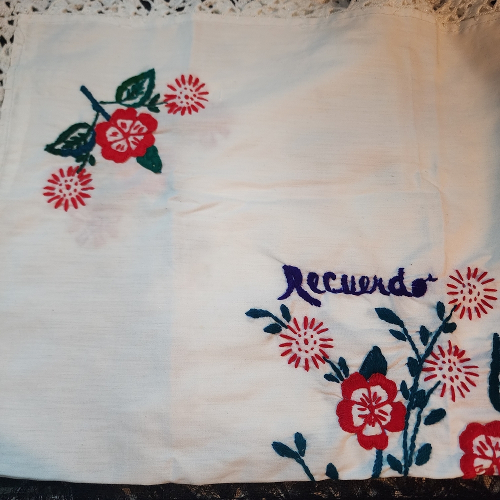 Vintage Embroidered Floral White Cloth